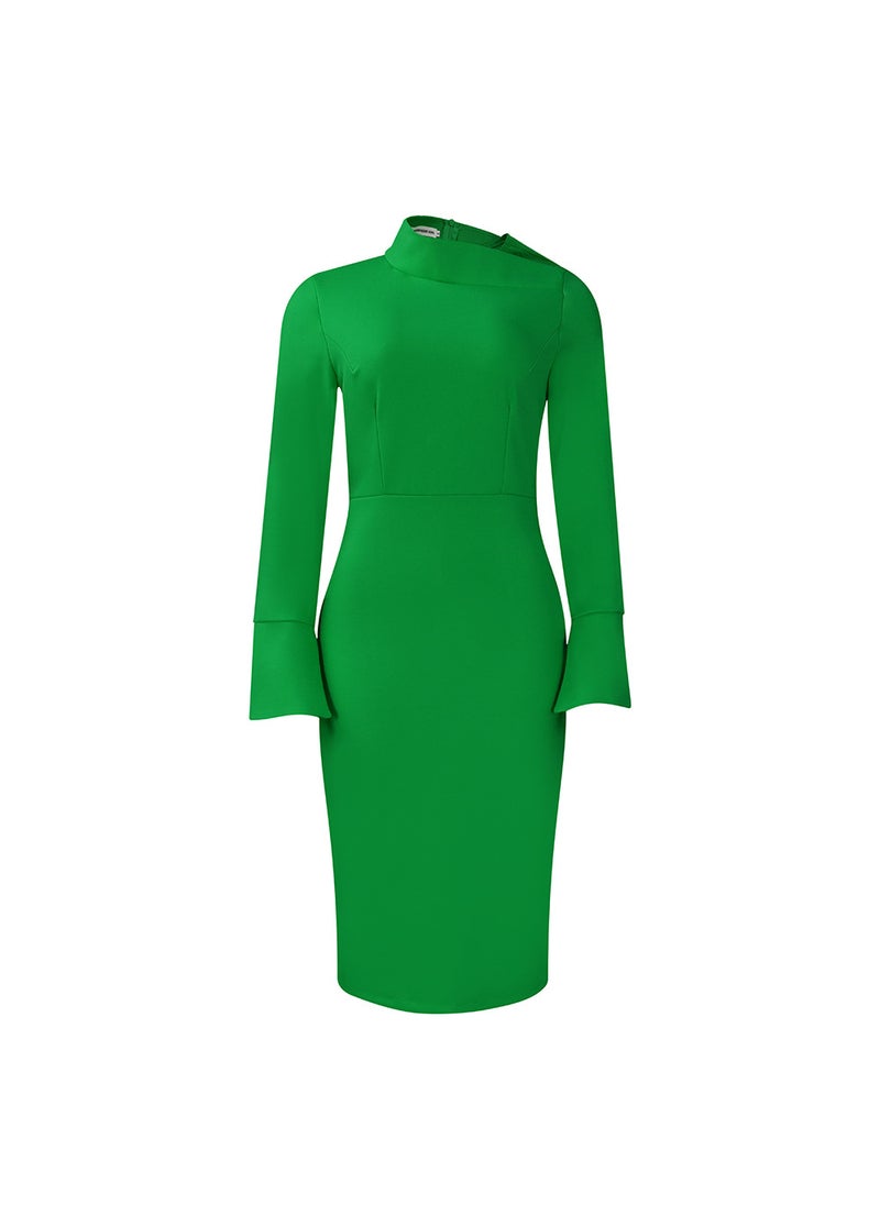 2023 Autumn Winter Long Sleeve Bodycon Plus Size Dress Green