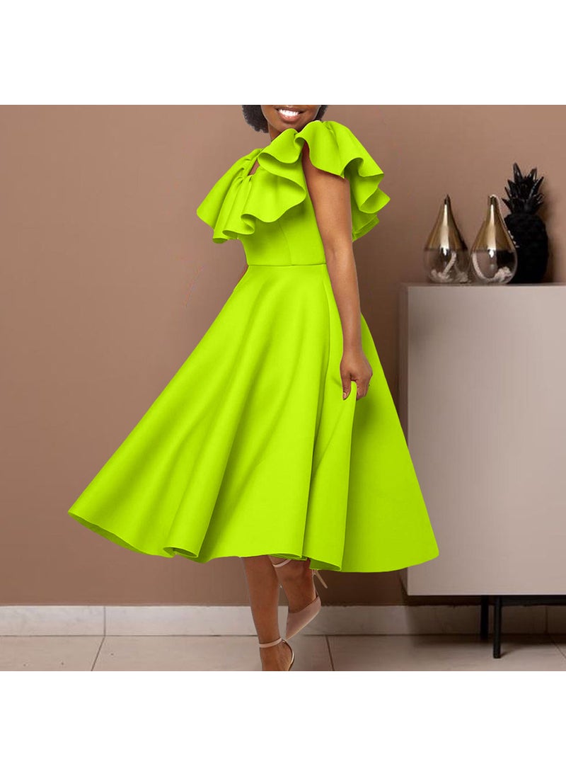 Elegant Ruffle Maxi Dress Summer Fashion Fruit Green