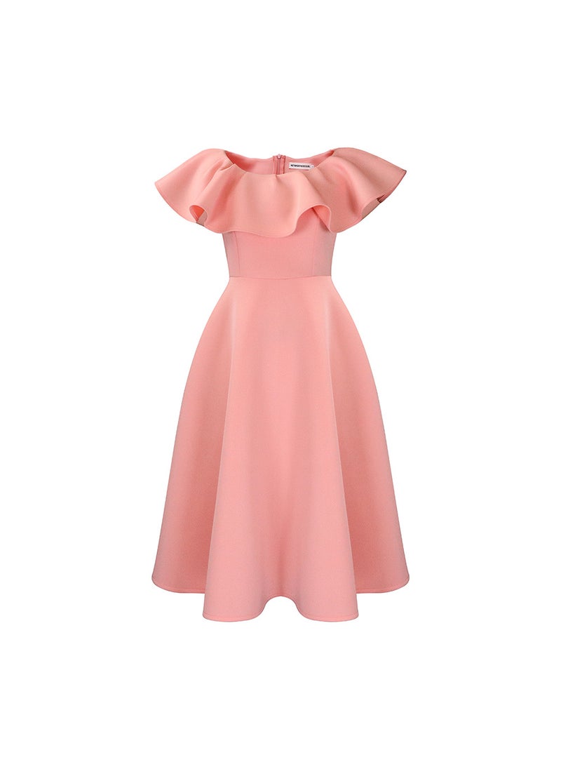 Elegant Ruffle Maxi Dress Summer Fashion Pink