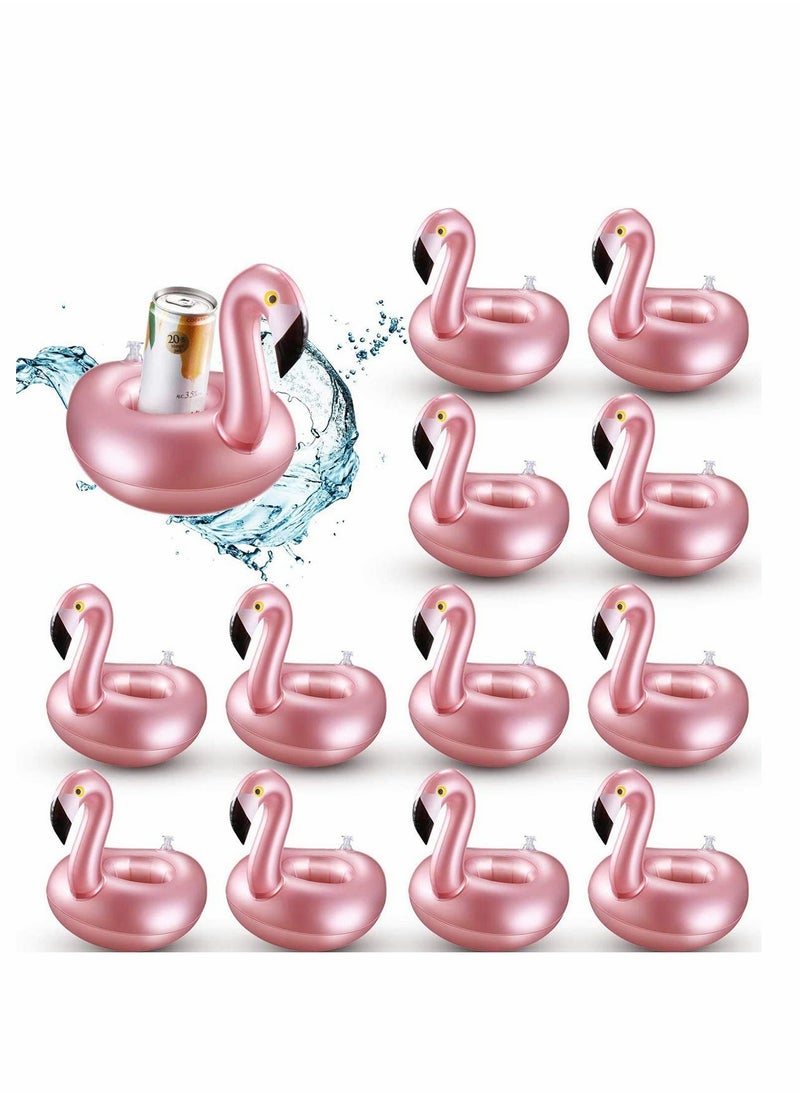 12PCS Hawaiian Party Decorations, Giant Inflatable Flamingo Pool Float Rose Gold Swim Ring Flamingo Float Water Toy For Fun，12 Pack Inflatable Flamingos Pink Pool Toys