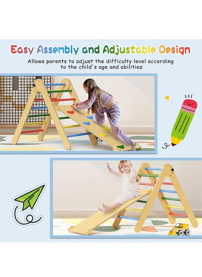 Baby Climbing Toys Indoor Playground，7-in-1 Wooden Montessori Jungle Gym Playset，Wooden Climbing Set for 3+ Years Old Baby Suitable for Park Indoor Outoor Home