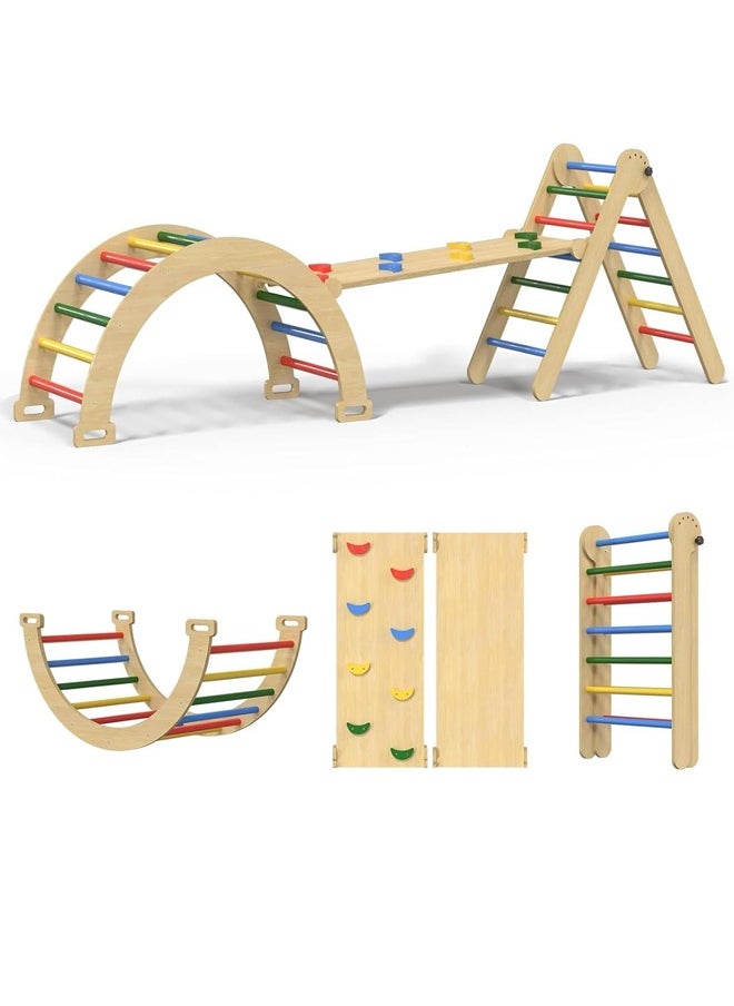 Baby Climbing Toys Indoor Playground，7-in-1 Wooden Montessori Jungle Gym Playset，Wooden Climbing Set for 3+ Years Old Baby Suitable for Park Indoor Outoor Home