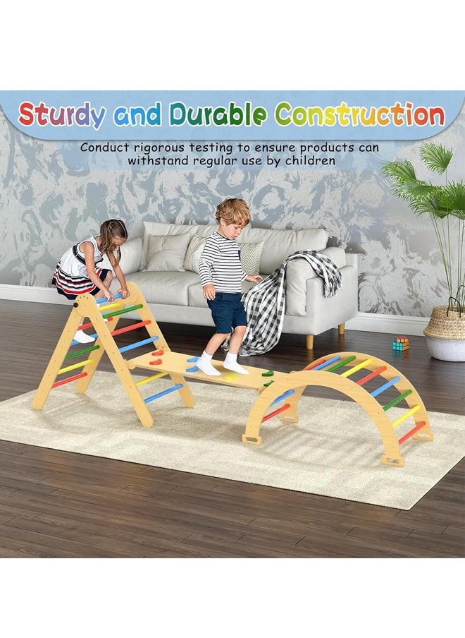 Baby Climbing Toys Indoor Playground，7-in-1 Wooden Montessori Jungle Gym Playset，Wooden Climbing Set for 3+ Years Old Baby Suitable for Park Indoor Outoor Home