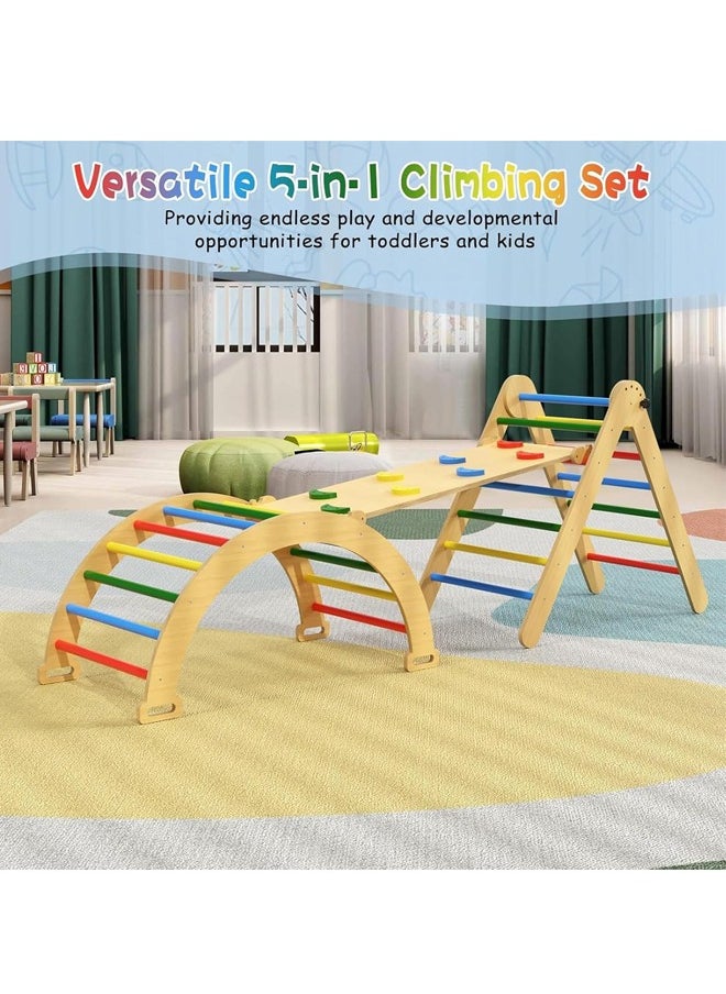 Baby Climbing Toys Indoor Playground，7-in-1 Wooden Montessori Jungle Gym Playset，Wooden Climbing Set for 3+ Years Old Baby Suitable for Park Indoor Outoor Home