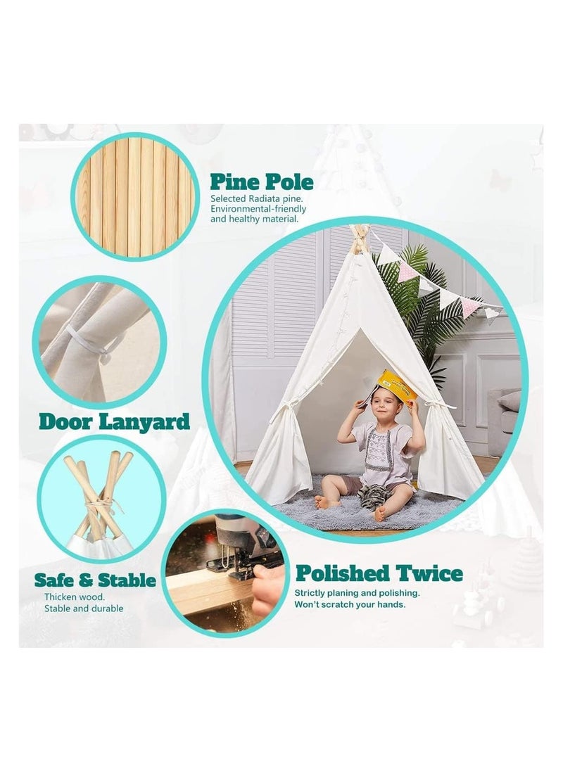 Portable Kids play Teepee Tent Cotton Canvas Outdoor indoor tent house kids Games Playhouse -White