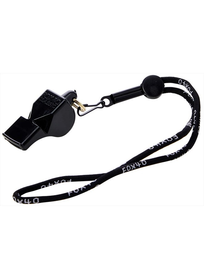 Classic Official Whistle with Break Away Lanyard (Black)