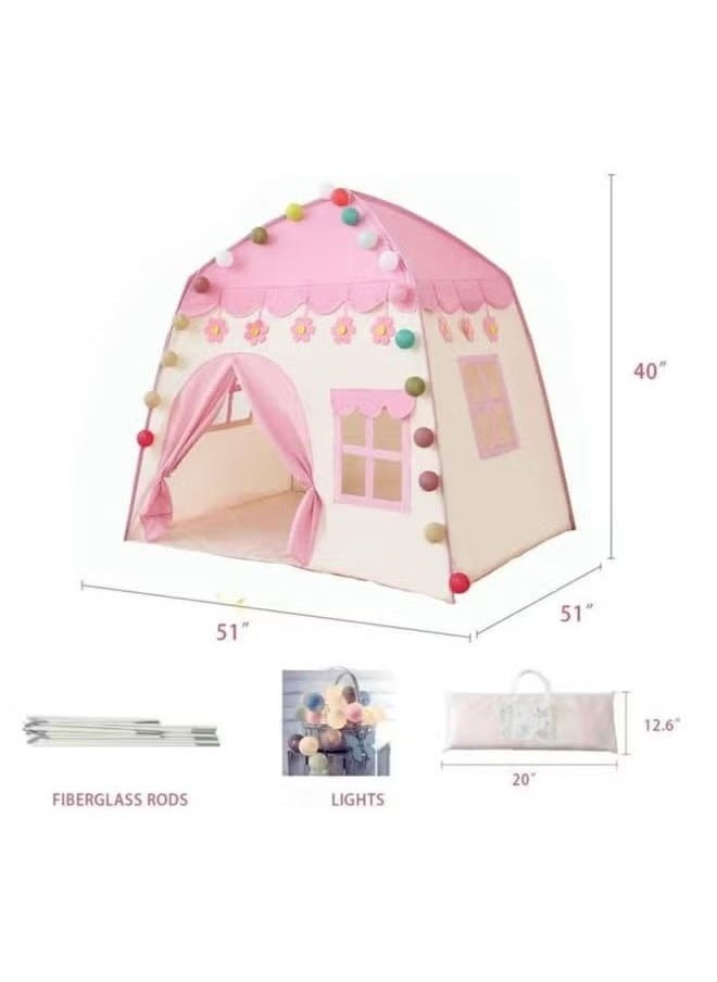 Children's tent, game tent, pink castle indoor and outdoor children's room 51x51x40 inches