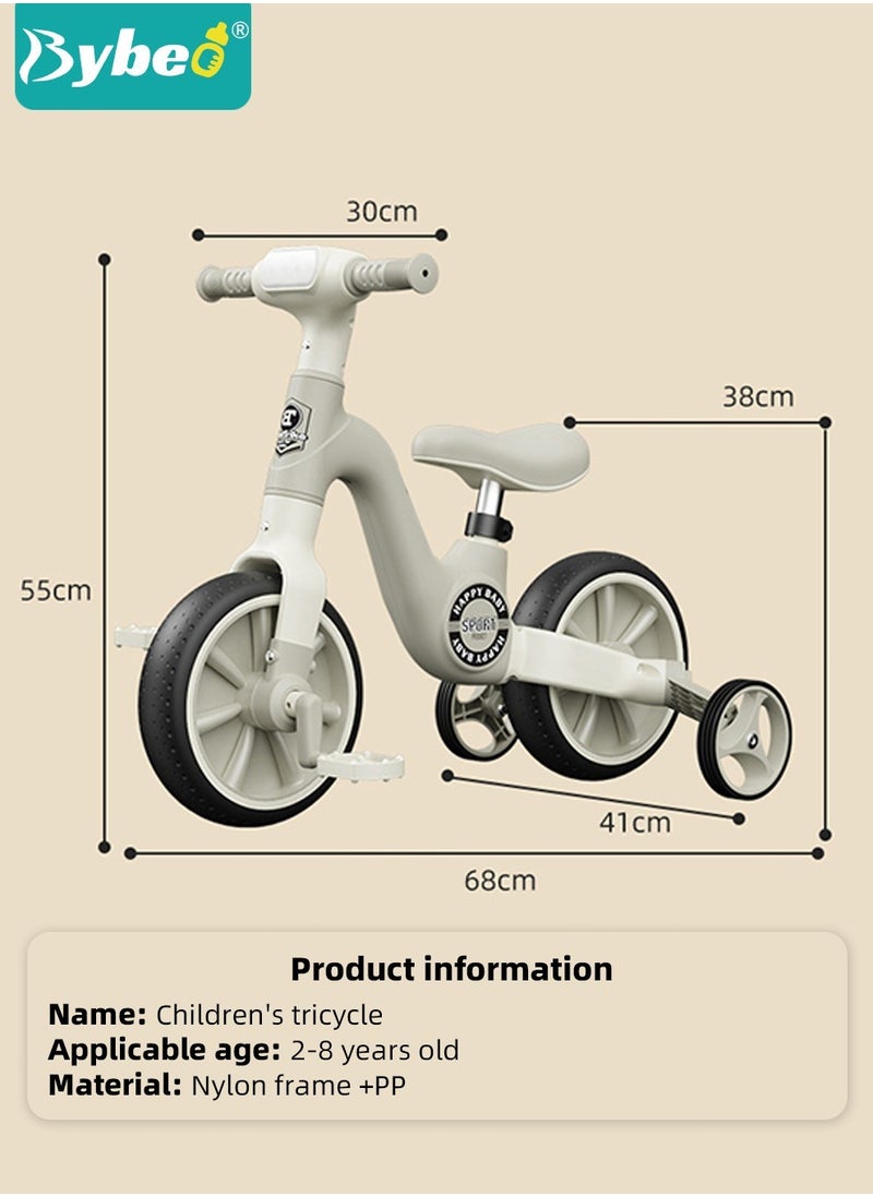 2-in-1 Kids Tricycle & Toddler Balance Bike, Children Training Bicycle With Detachable Pedals and Adjustable Seat and Wheels for Boys Girls 2-8 Years Old