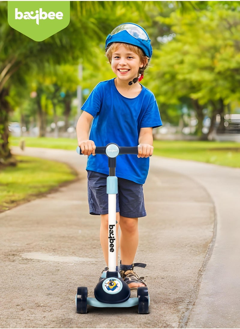 Baybee Rolo Skate Scooter for Kids 3 Wheel Kids Scooter with 3 Height Adjustable Baby Scooter with LED PU Wheels, Light & Music Kick Scooter for Baby Scooter for Kids 3 to 8 Years Boy Girl Blue