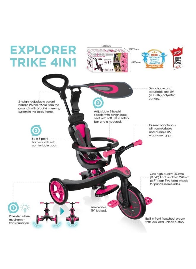 Explorer 4-In-1 Trike (Black/Fuchsia)