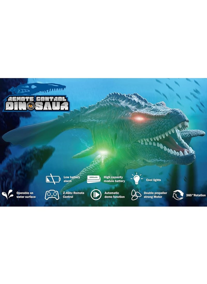 Remote Control Dinosaur, 2.4G Water Toys RC Boat with LED Lights Module Batteries Boat for Swimming Pool Lake Bathroom Bath Birthday Party Kids Boys Girls