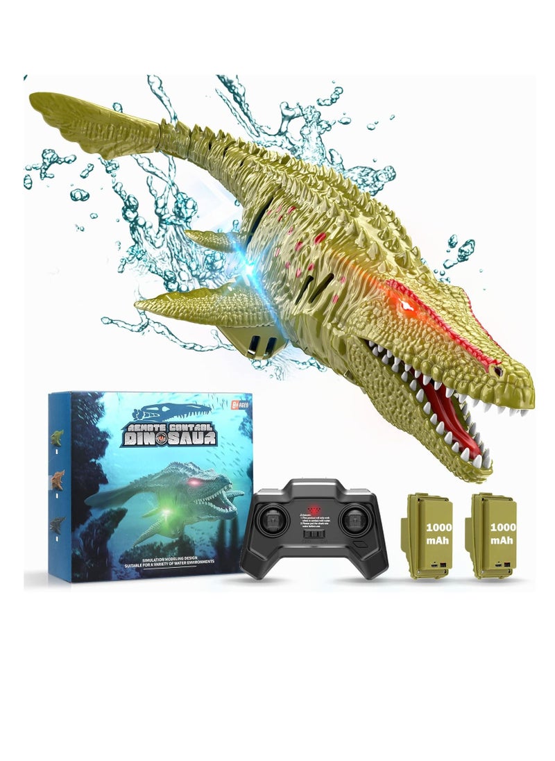 Remote Control Dinosaur, 2.4G Water Toys RC Boat with LED Lights Module Batteries Boat for Swimming Pool Lake Bathroom Bath Birthday Party Kids Boys Girls