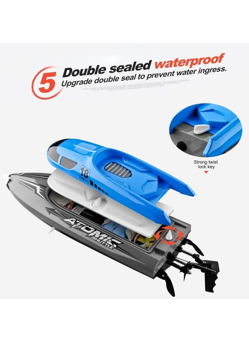 Remote Control Boat High Speed 30KM/H Waterproof IPV7 2.4GHz 4 Channel Racing Boat for Kids and Adults