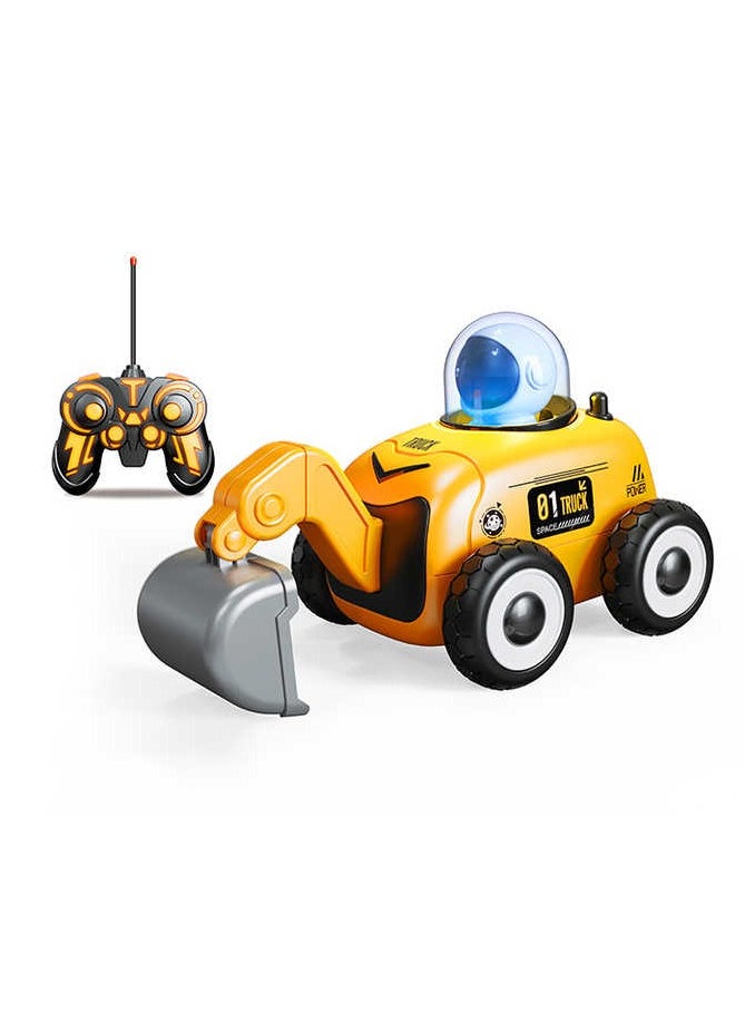 Remote Control JCB Truck RC Truck Construction Toy for Kids Space Theme with Dazzle Lights and Music 360° Rotation Rechargeable for Boys and Girls