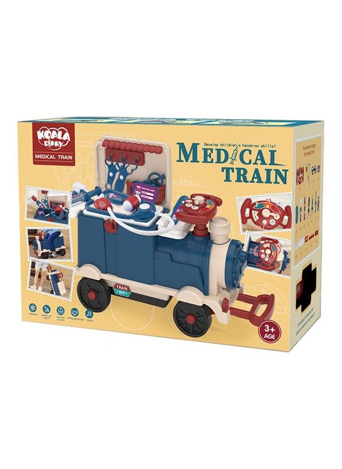 New retro small train toys set multifunctional play house baby electric kitchen train children's toy car can sit people