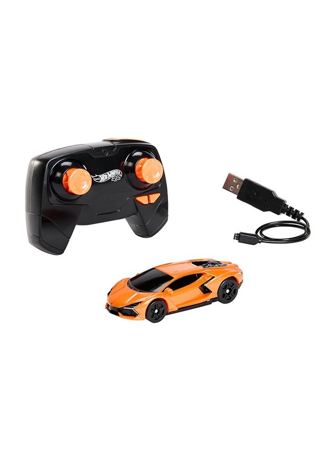 RC Toy Car, Remote-Control Lamborghini Revuelto in 1:64 Scale, Recharge with USB Cable, Races & Stunts On- and Off-Track with Turbo Boost