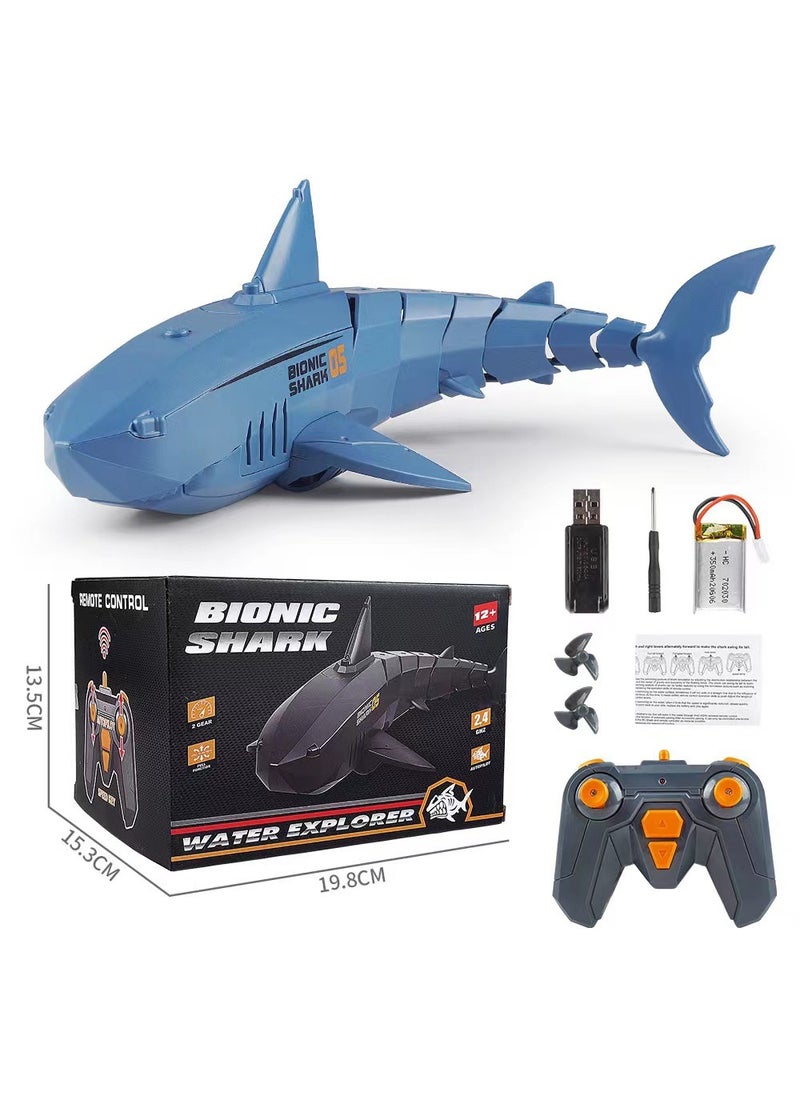 2.4G RC Shark Wireless Charging Toy for Kids Blue color box