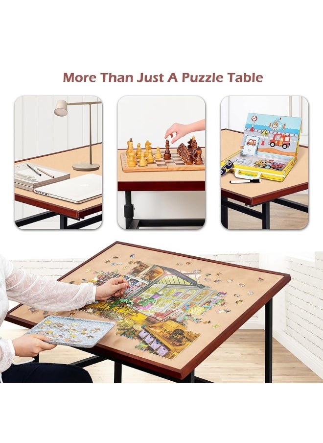 Lavievert Jigsaw Puzzle Table with Cover, Angle & Height Adjustable Puzzle Board Easel with Open Storage Shelf, Large Tilting Table with 4 Rolling Wheels for Up to 1500 Piece Puzzles