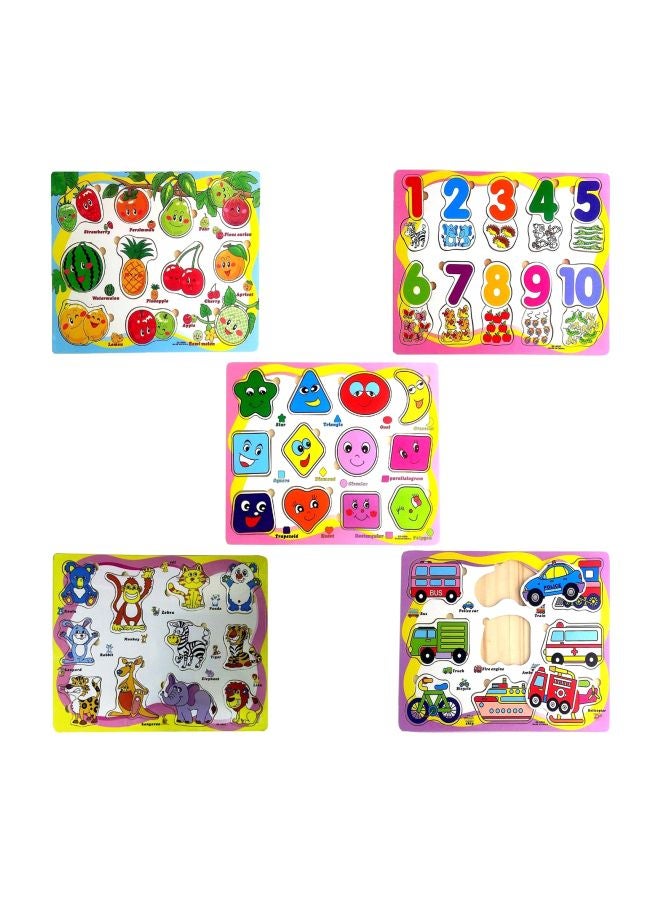 5-Piece Wooden Educational Puzzle Board Set