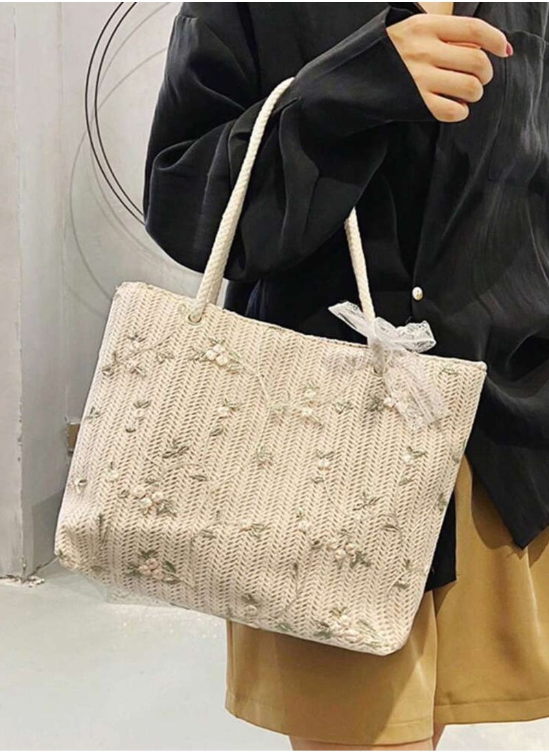 women's tote bag handbag shoulder bag foldable beige