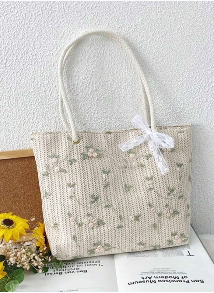 women's tote bag handbag shoulder bag foldable beige