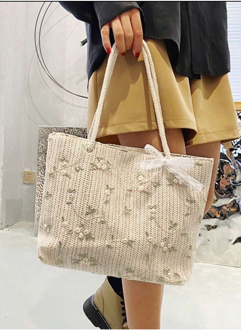 women's tote bag handbag shoulder bag foldable beige