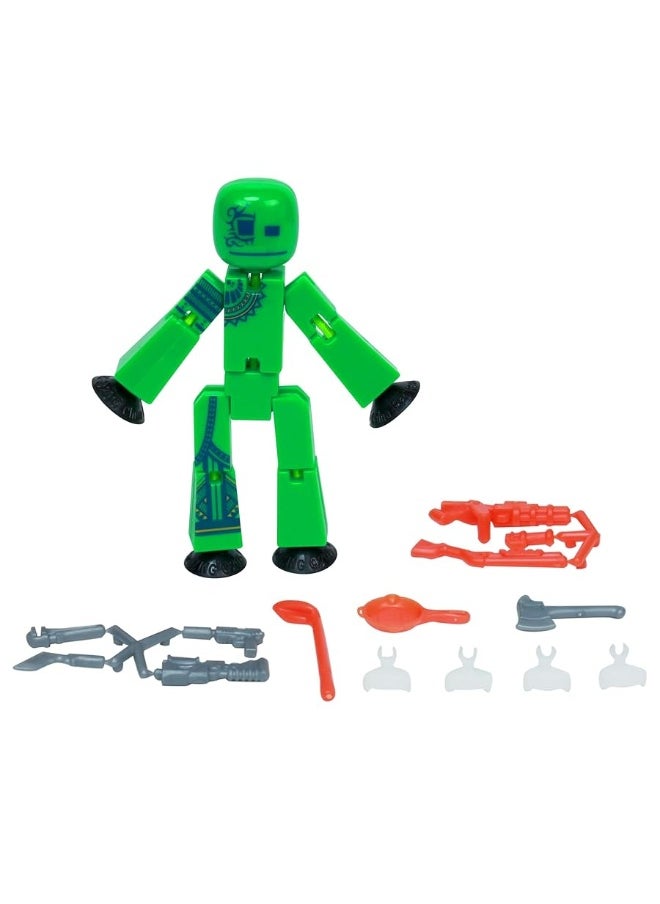 Zing StikBot Zingtannica Action Pack  Collectible Action Figures and Accessories includes 1 Stikbot 1 Set of Accessories Stop Motion Animation Ages 4 and Up Green Karmatopia