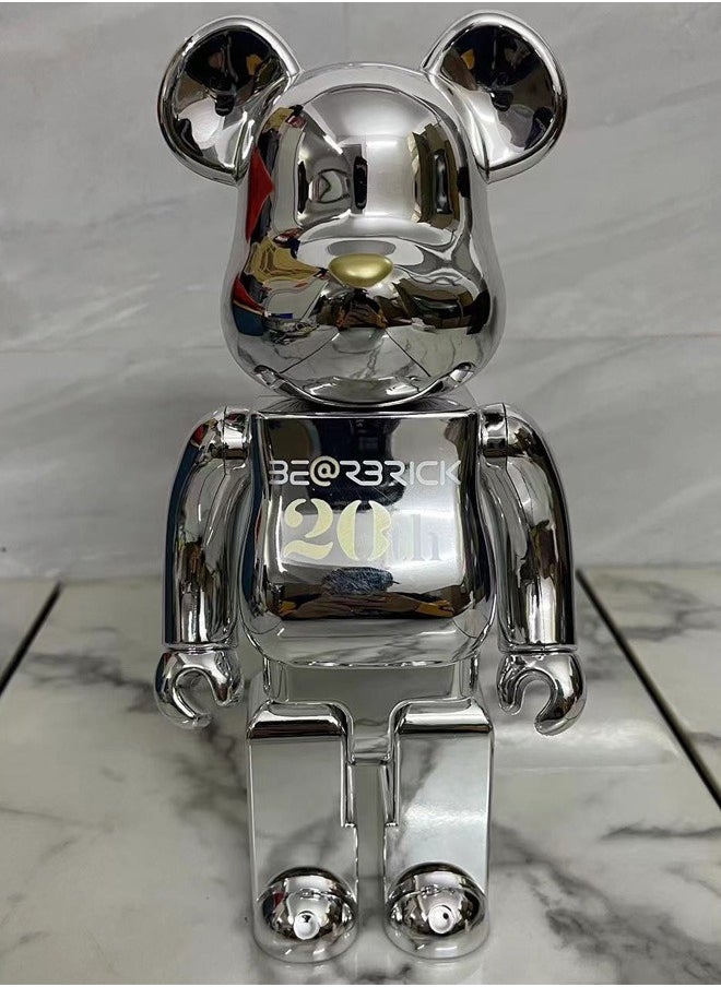 Bearbrick 20th Anniversary Silver Trendy Culture Statue Doll Ornament