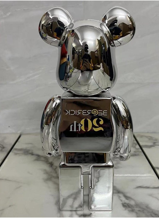 Bearbrick 20th Anniversary Silver Trendy Culture Statue Doll Ornament