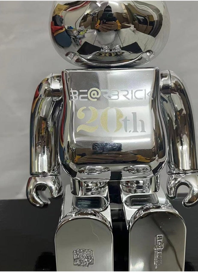 Bearbrick 20th Anniversary Silver Trendy Culture Statue Doll Ornament