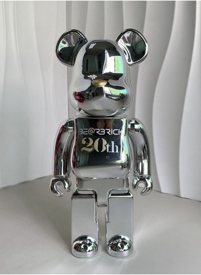 Bearbrick 20th Anniversary Silver Trendy Culture Statue Doll Ornament