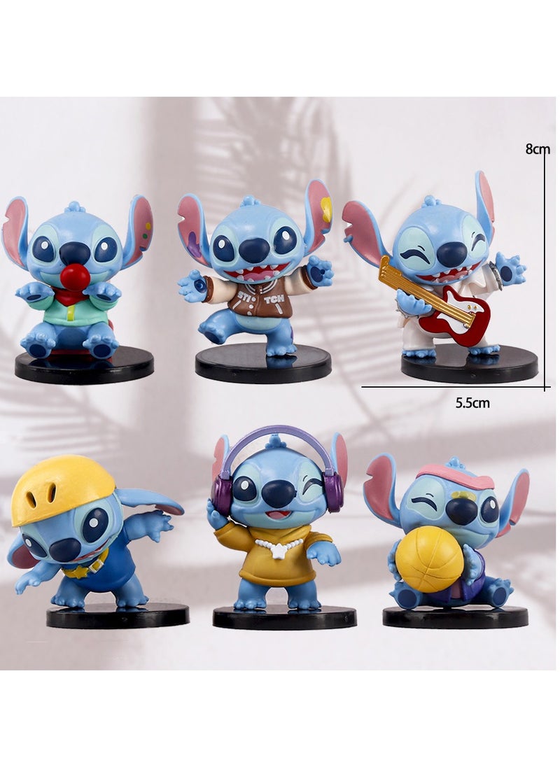 6-Piece Lilo & Stitch Statue Figure Height 8cm，Action Figure Set Toy,High Quality Cartoon Figure Toy for Collection, Decoration