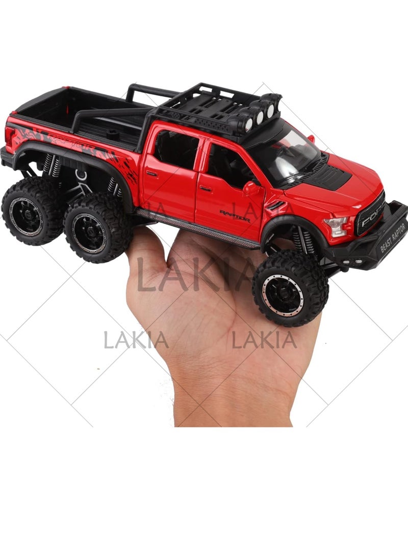 Boy's 1:28 Diecast Raptor F150 Pickup Truck Toy - Metal Model Car With Sound & Light, Pull Back Action, Perfect for Kids & Adults, Ideal Birthday Gift