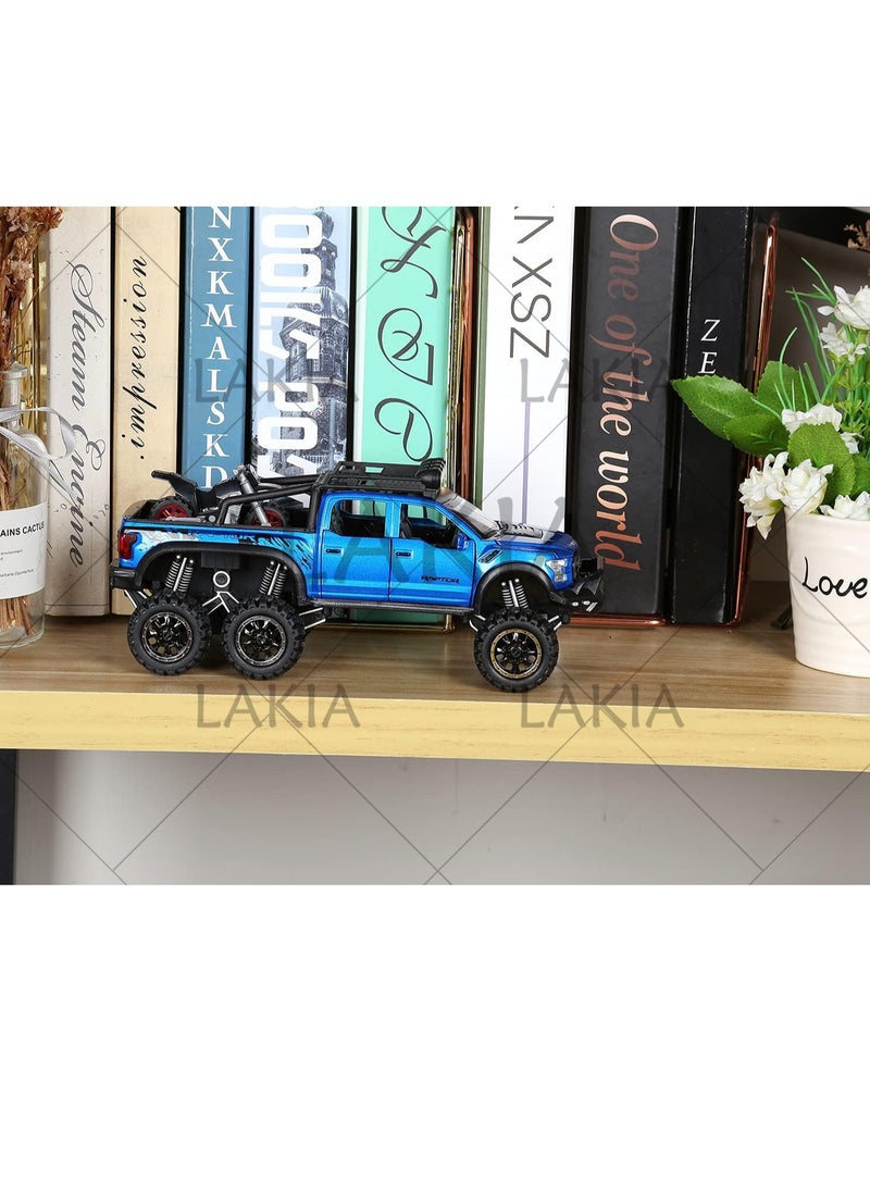 Boy's 1:28 Diecast Raptor F150 Pickup Truck Toy - Metal Model Car With Sound & Light, Pull Back Action, Perfect for Kids & Adults, Ideal Birthday Gift