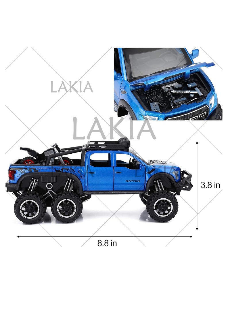 Boy's 1:28 Diecast Raptor F150 Pickup Truck Toy - Metal Model Car With Sound & Light, Pull Back Action, Perfect for Kids & Adults, Ideal Birthday Gift