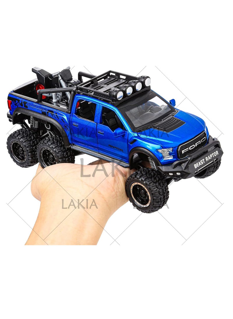 Boy's 1:28 Diecast Raptor F150 Pickup Truck Toy - Metal Model Car With Sound & Light, Pull Back Action, Perfect for Kids & Adults, Ideal Birthday Gift