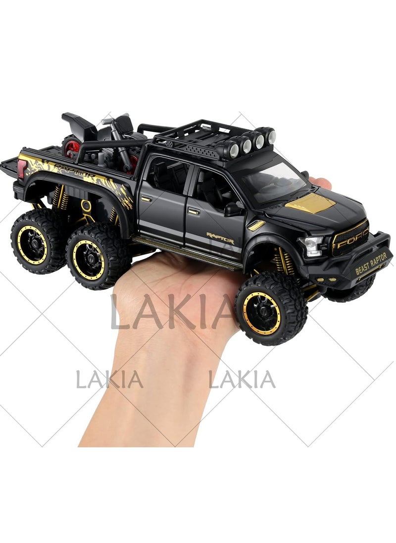 Boy's 1:28 Diecast Raptor F150 Pickup Truck Toy - Metal Model Car With Sound & Light, Pull Back Action, Perfect for Kids & Adults, Ideal Birthday Gift