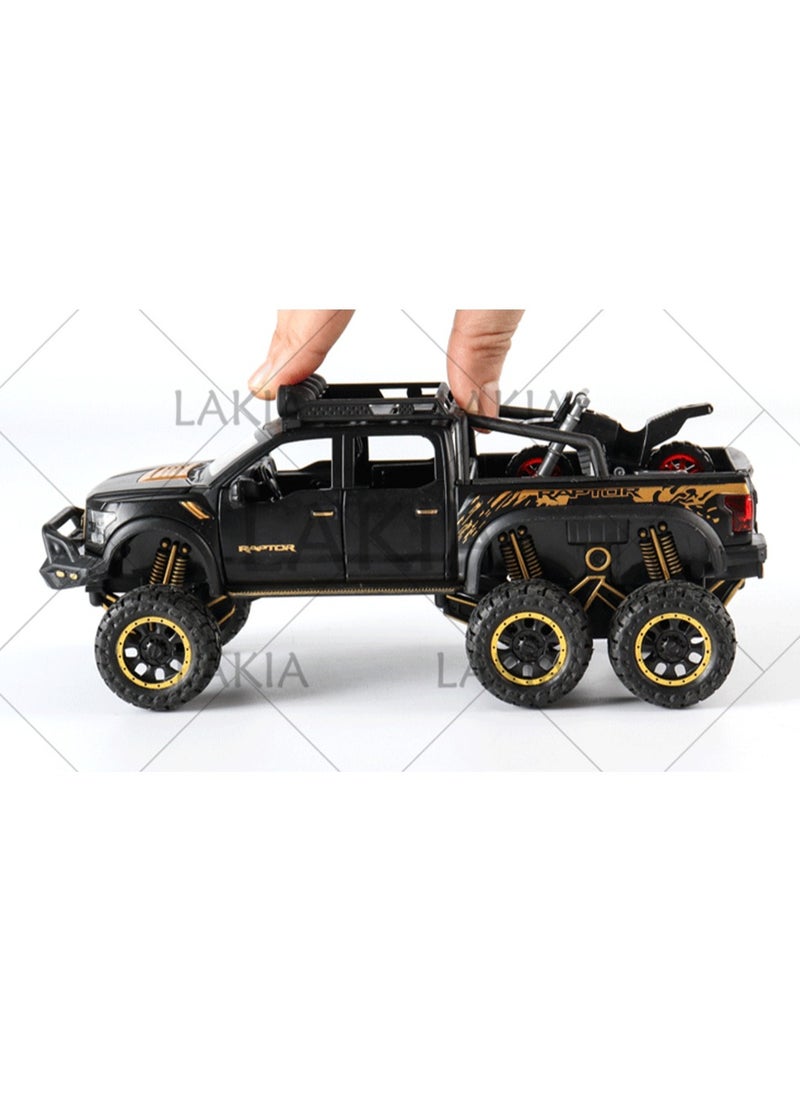 Boy's 1:28 Diecast Raptor F150 Pickup Truck Toy - Metal Model Car With Sound & Light, Pull Back Action, Perfect for Kids & Adults, Ideal Birthday Gift