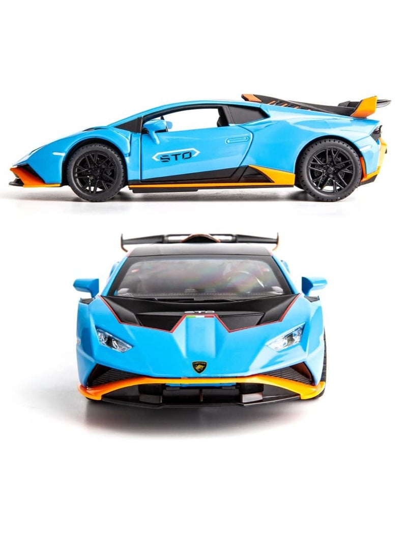 1:24 Alloy Diecast Car Model for Lamborghini Huracan STO 2021 Toy Car, Pull Back Vehicles Model Cars Toy for Kids 3 to 12 Years Old Gift Adult Collection Car Model with Light & Sound