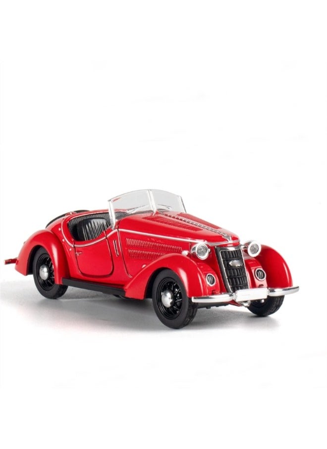 Diecast 1:32 Audi Wanderer W25K Roadster – Vintage Classic Car Model, Pull Back Replica with Sound & Light, Red Collectible Toy for Kids & Adults