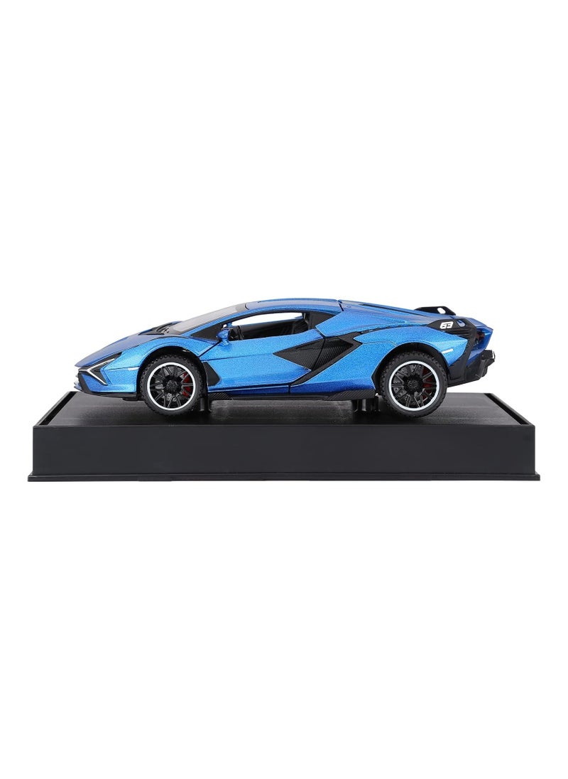 Cars Lambo Sian FKP3 Metal Model Car with Light and Sound Pull Back Toy Car for Boys Age 3 + Year Old (Blue)