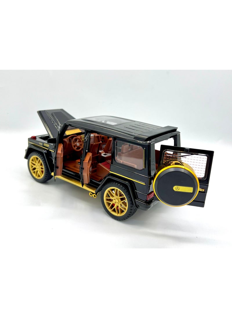 1/24 Benz G63 AMG Model Car – Zinc Alloy Pull Back Toy Car with Sound & Light | Exquisite Gift for Kids & Collectors (Black)