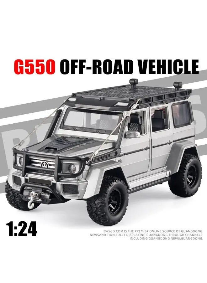 1:24 G552 Diecast SUV Desert Offroad Big Wheel Alloy Model Car with Sound & Light Realistic Toy Gift for Kids