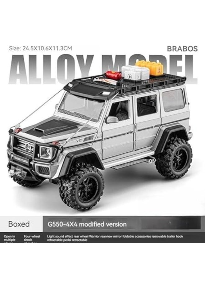 1:24 G552 Diecast SUV Desert Offroad Big Wheel Alloy Model Car with Sound & Light Realistic Toy Gift for Kids