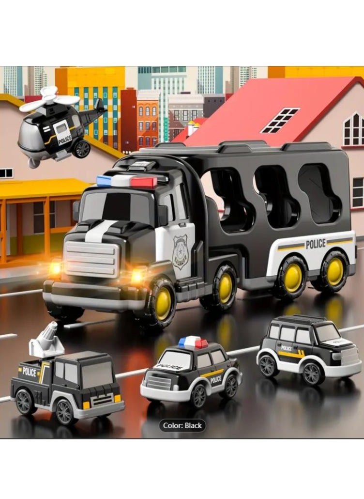 Toddler Toys Trucks for Boys 4-6, 5 in 1 Police Cars Toys for 3+ 4 5 6 7 8 Year Old Boys Girls, Kids Toys Christmas Birthday Gifts with Light Sound