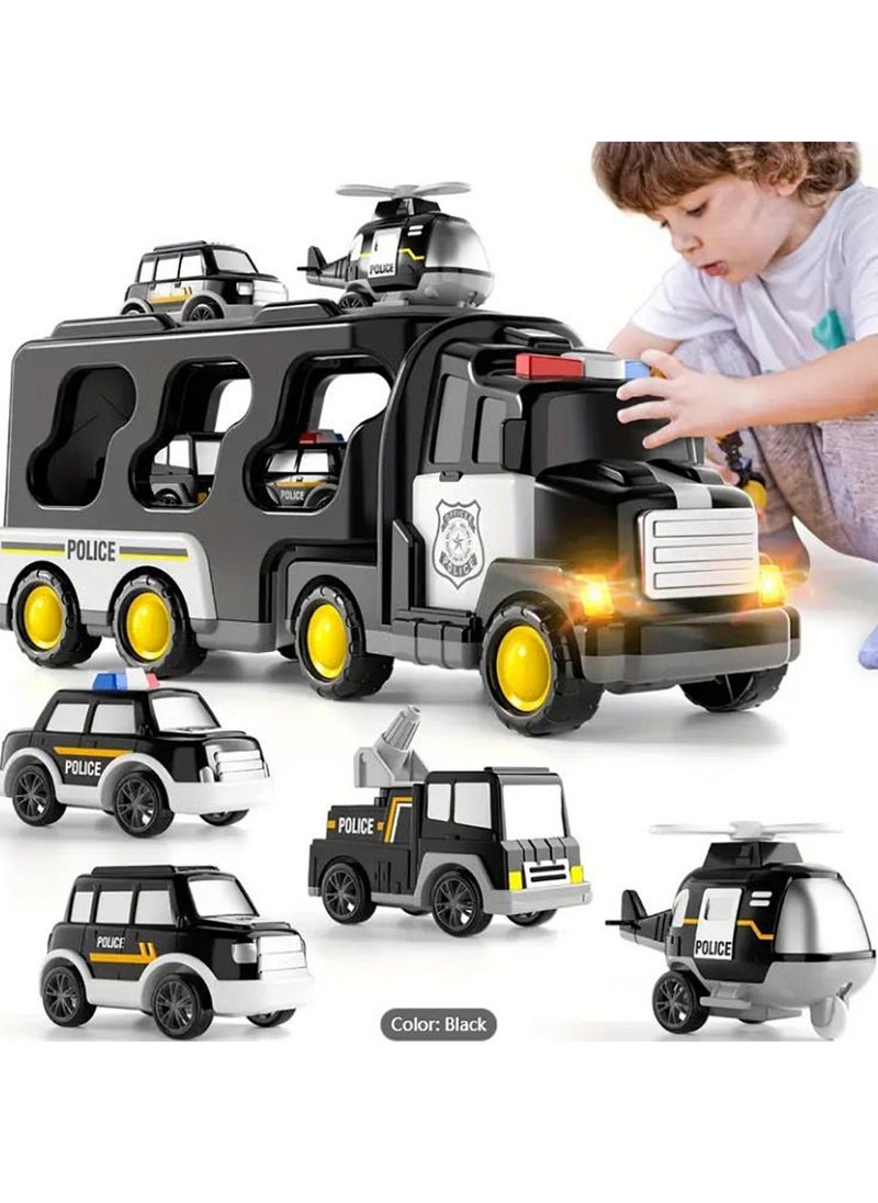 Toddler Toys Trucks for Boys 4-6, 5 in 1 Police Cars Toys for 3+ 4 5 6 7 8 Year Old Boys Girls, Kids Toys Christmas Birthday Gifts with Light Sound