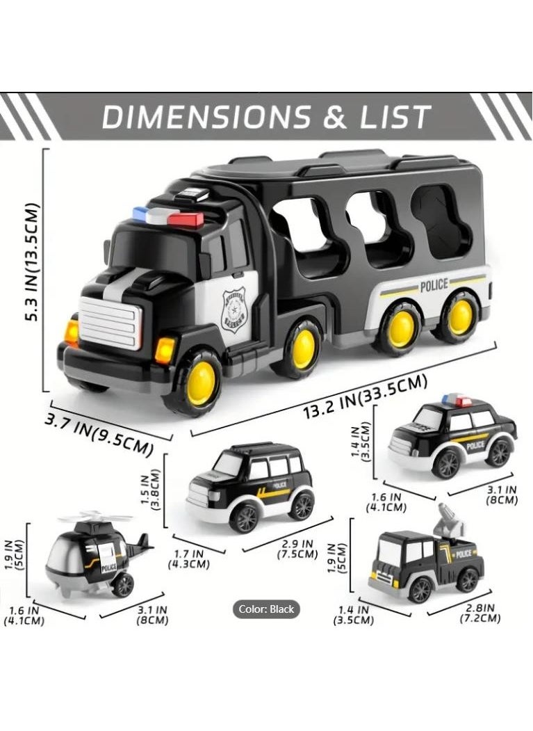 Toddler Toys Trucks for Boys 4-6, 5 in 1 Police Cars Toys for 3+ 4 5 6 7 8 Year Old Boys Girls, Kids Toys Christmas Birthday Gifts with Light Sound