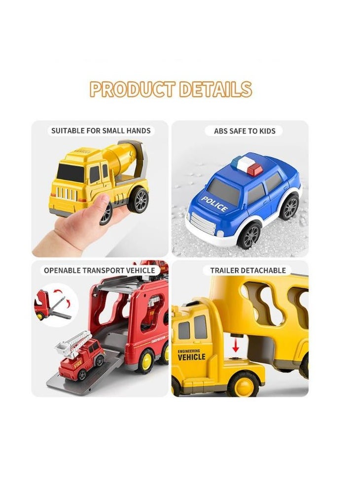 Toddler Toys Trucks for Boys 4-6, 5 in 1 Police Cars Toys for 3+ 4 5 6 7 8 Year Old Boys Girls, Kids Toys Christmas Birthday Gifts with Light Sound