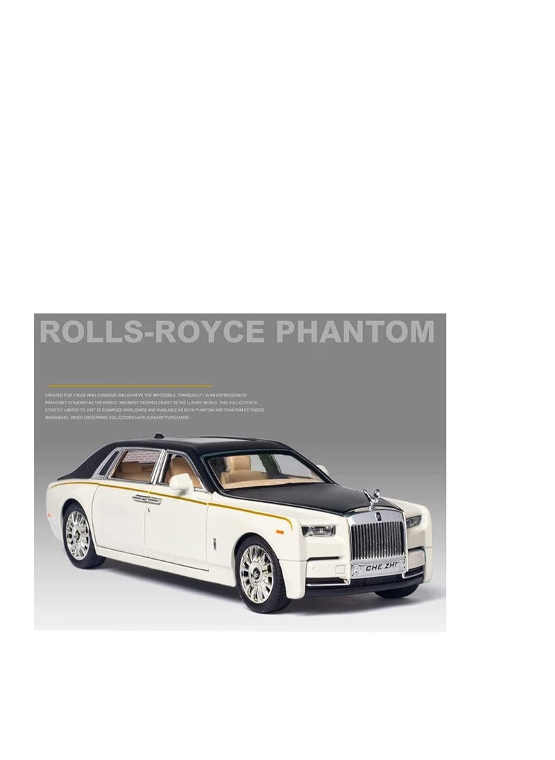 Toy Car Rolls-Royce Phantom Metal Die Casting Model Car for 3 4 5 6 7 Year Old Kids Toy with Sound and Light, Classic Car Door Design for Kids Boy Girl Gift (White and Black)