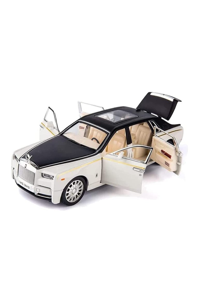 Toy Car Rolls-Royce Phantom Metal Die Casting Model Car for 3 4 5 6 7 Year Old Kids Toy with Sound and Light, Classic Car Door Design for Kids Boy Girl Gift (White and Black)